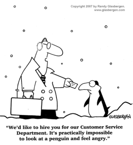customer service humour penguin WOW